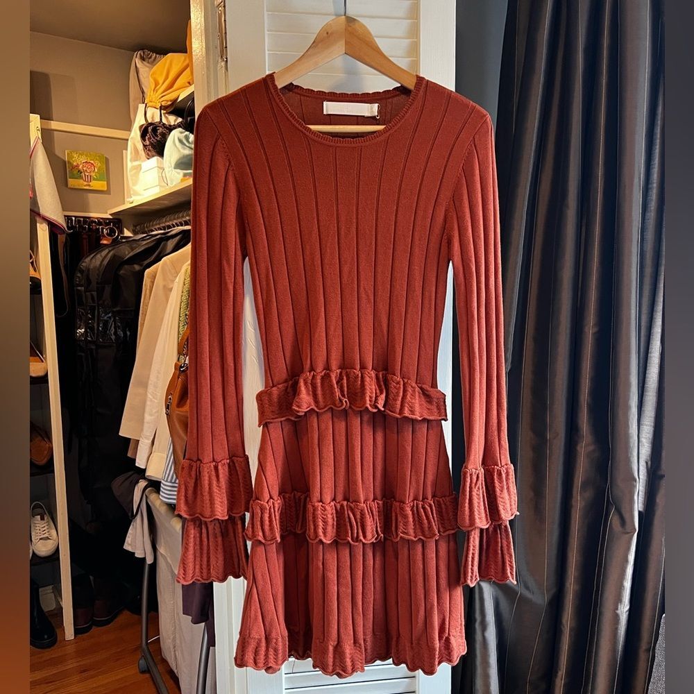 Rachel Parcell Rib Mini Dress with Pointelle Ruffles - Picture 3 of 7